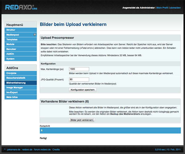 REDAXO-Addon: Upload Precompressor