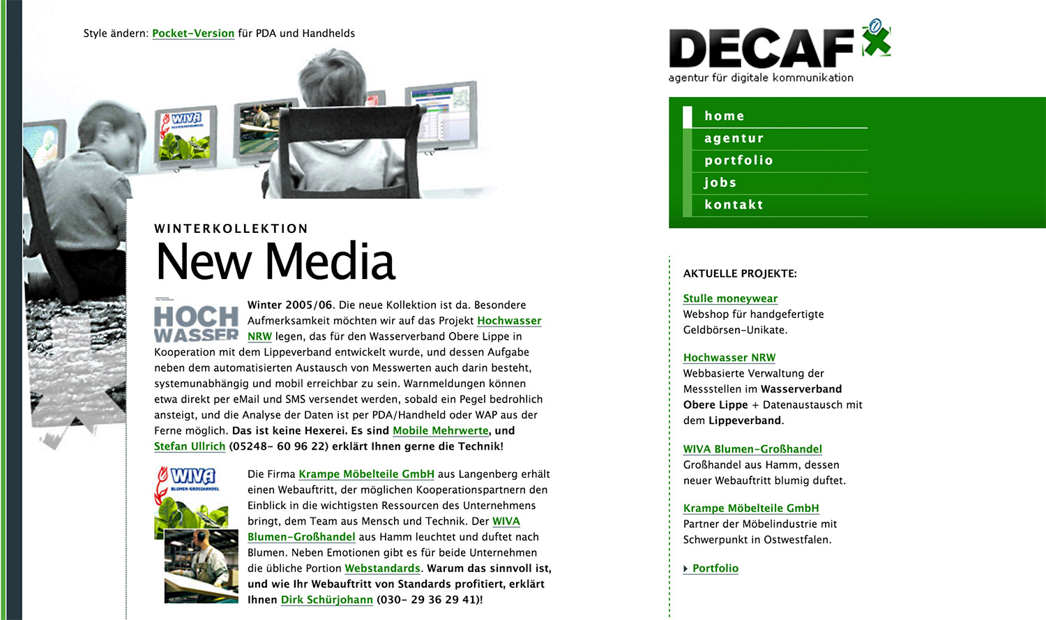 Screenshot Website Version 1, Startseite