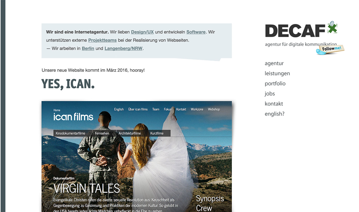Screenshot Website Version 2, Startseite